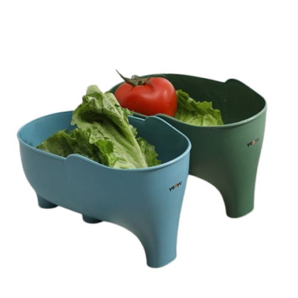 Multifunctional Elephant-Shaped Plastic Drain Basket for Fruits and Vegetables