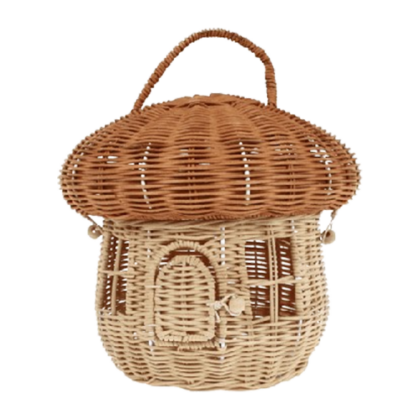 Eco-Friendly Handmade Rattan Mushroom Storage Basket