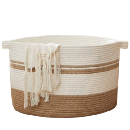 Large Capacity Foldable Cotton Rope Storage Basket for Sundries