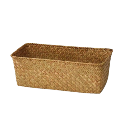 Eco-Friendly Seagrass Hand-Woven Rectangular Storage Basket